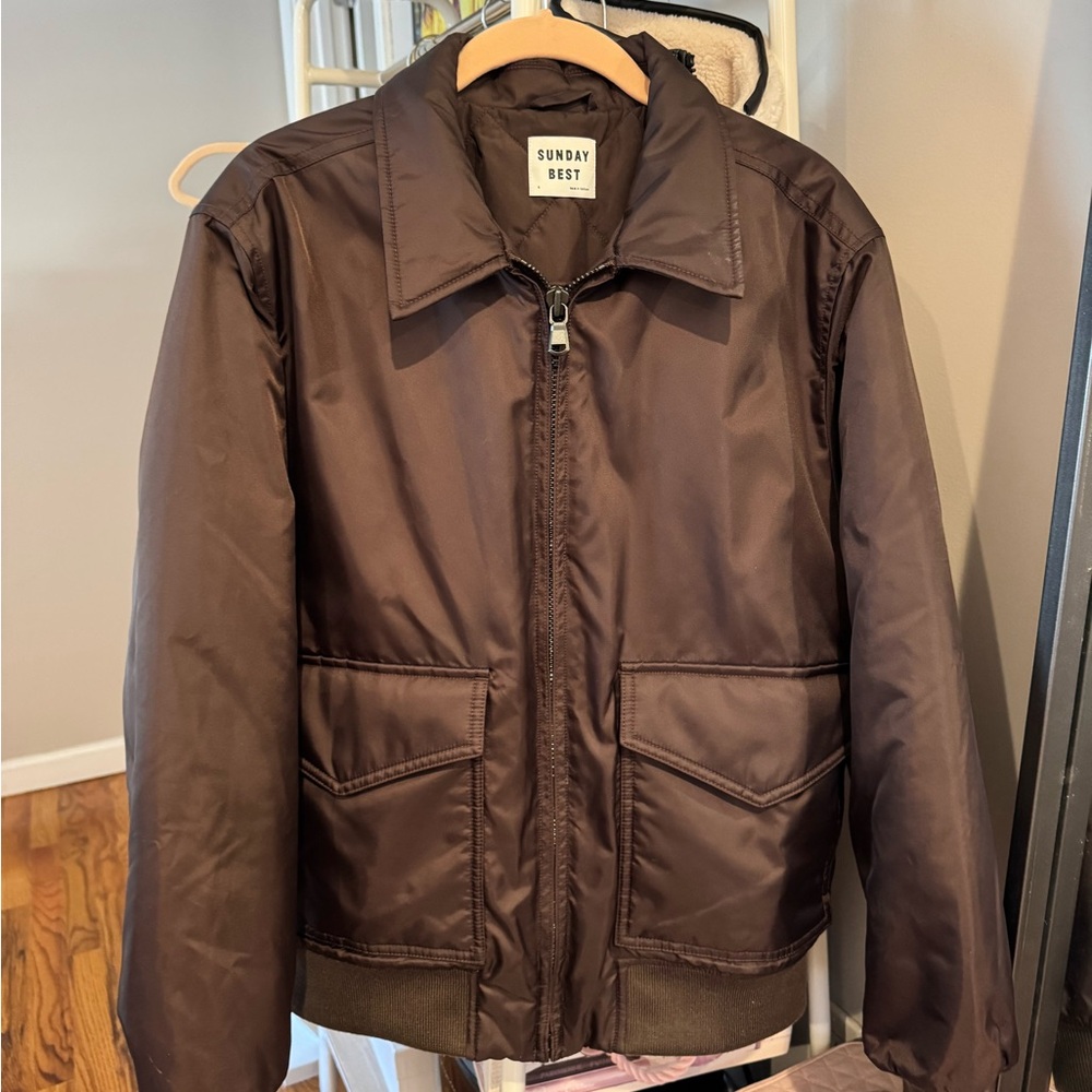 Aritzia Brown Collared Puffer Jacket - image 1